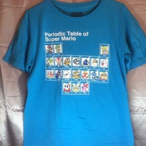 Periodic Table of Mario Super Mario Blue Shirt XL